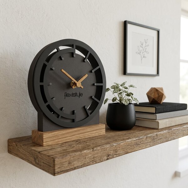 Dekorstudio Drevené stolové hodiny BLACK OAK 2 - čierne