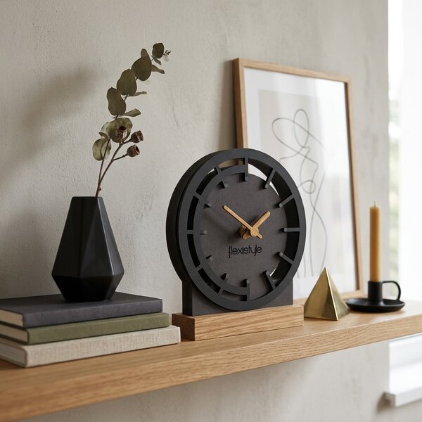 Dekorstudio Drevené stolové hodiny BLACK OAK 2 - čierne