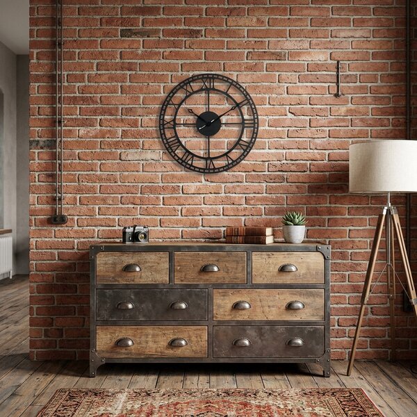 Dekorstudio Kovové nástenné hodiny Retro ⌀50 cm - čierne