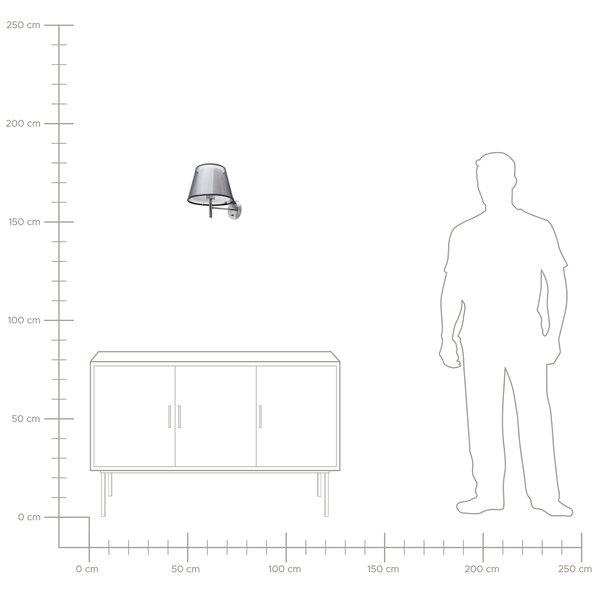 Nástenná lampa sivá kov polyester látkové tienidlo moderný glamour štýl osvetlenie obývačka spálňa