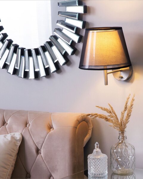 Nástenná lampa sivá kov polyester látkové tienidlo moderný glamour štýl osvetlenie obývačka spálňa