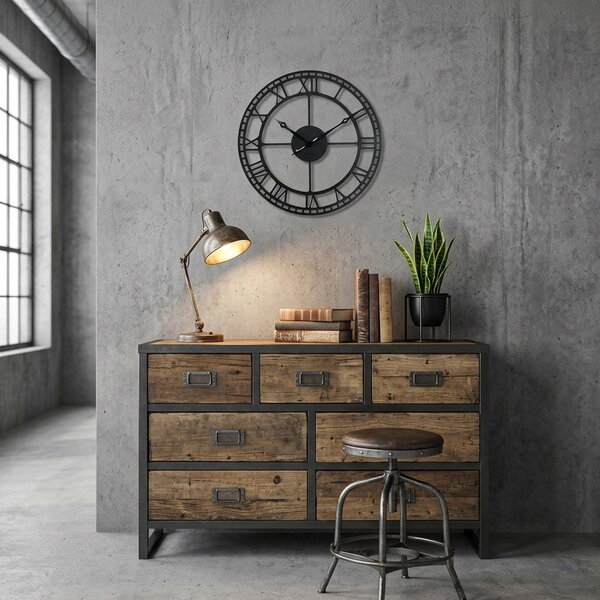 Dekorstudio Kovové nástenné hodiny Retro ⌀50 cm - čierne