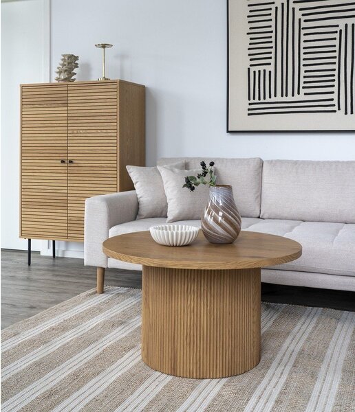 Okrúhly konferenčný stolík v dekore topoľa v prírodnej farbe ø 80 cm Boavista – House Nordic
