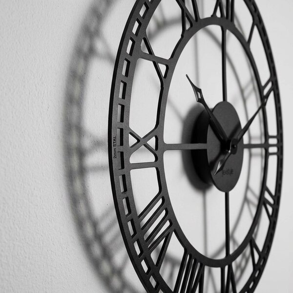 Dekorstudio Kovové nástenné hodiny Retro ⌀50 cm - čierne
