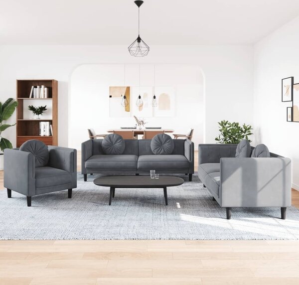 Maison Exclusive – 3-dielna sedacia súprava s vankúšmi, tmavošedý zamat