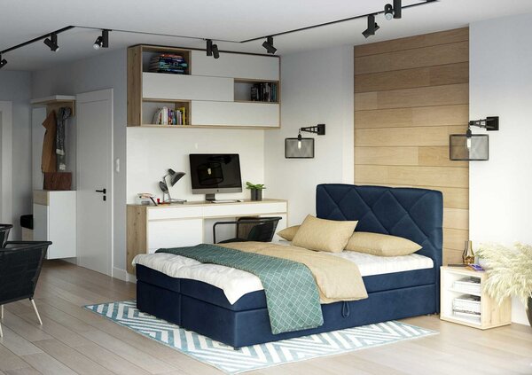 Manželská posteľ s prešívaním KATRIN 180x200, modrá