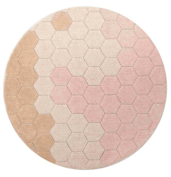 Lorena Canals, Detský kusový koberec Honeycomb Rose kruh, 140x140, ružová, detská izba