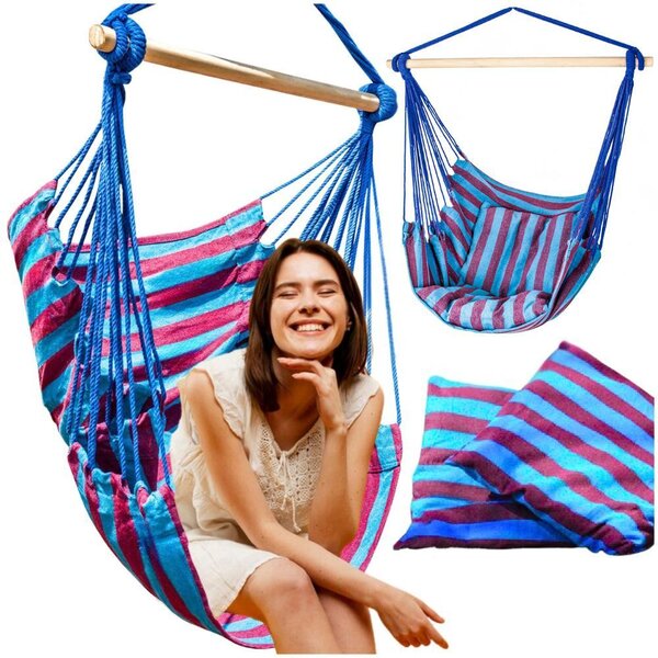 Brazílsky závesný kreslo s vankúšom, veľkosť XL