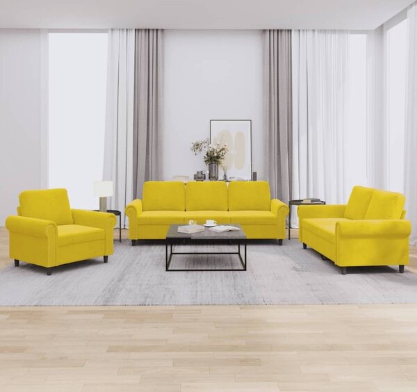 Maison Exclusive – 3-dielna sedacia súprava s vankúšmi, žltý zamat