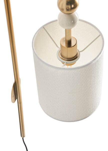 Nástenná lampa mosadzná béžová železo s bielym tienidlom mid-century modern štýl obývačka spálňa