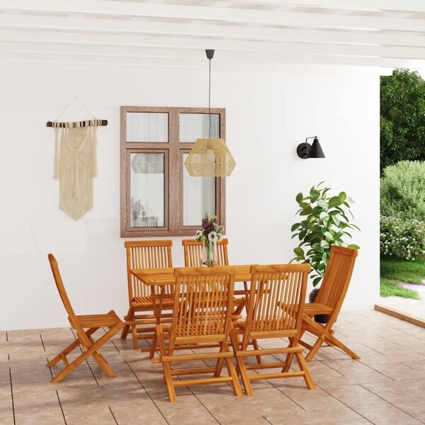 Maison Exclusive - 7-dielna záhradná jedálenská súprava, tíkový masív