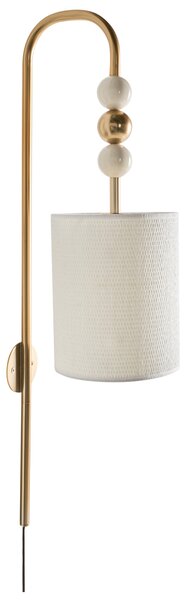 Nástenná lampa mosadzná béžová železo s bielym tienidlom mid-century modern štýl obývačka spálňa