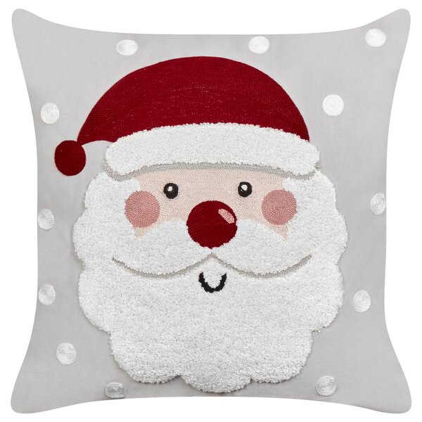 Sada 2 dekoratívnych vankúšov sivý zamat 45 x 45 cm vianočný motív Santa Claus vianočné bytové doplnky