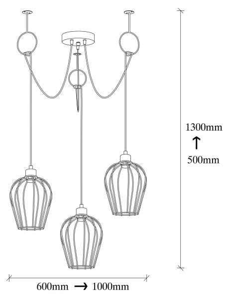 Luster na lanku TEL 3xE27/40W/230V pavúk