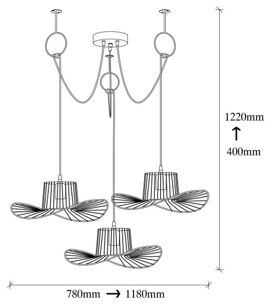 Luster na lanku TEL 3xE27/40W/230V pavúk