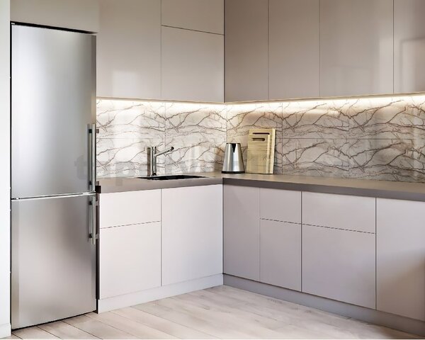 Samolepiace PVC 3D panely LVT06, rozmer 60 x 30 cm, mramor hnedý lesklý, IMPOL TRADE
