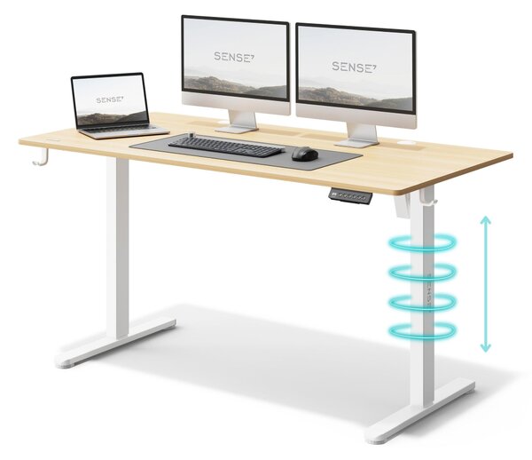 SENSE7 NOJO Počítačový stôl, herný stôl, písací stôl, 140 x 70 cm, elektrické nastavenie výšky, pamäťová funkcia, držiak na slúchadlá, organizér káblov XXL PC