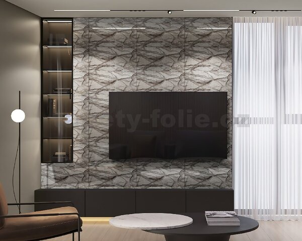 Samolepiace PVC 3D panely LVT06, rozmer 60 x 30 cm, mramor hnedý lesklý, IMPOL TRADE