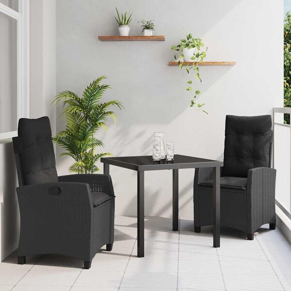Maison Exclusive – Záhradná jedálenská súprava, 3 kusy, čierna, umelý ratan