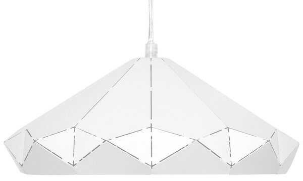 Závesná lampa biela kovová 112 cm zváraná geometrické tienidlo stropné svietidlo industriálny štýl obývačka jedáleň