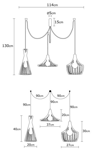 Luster na lanku MEZOPOTAMYA 3xE27/40W/230V pavúk