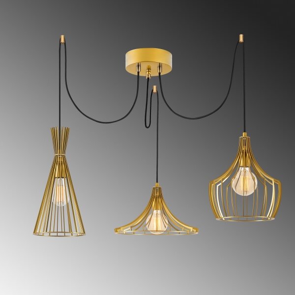 Luster na lanku MEZOPOTAMYA 3xE27/40W/230V pavúk zlatá