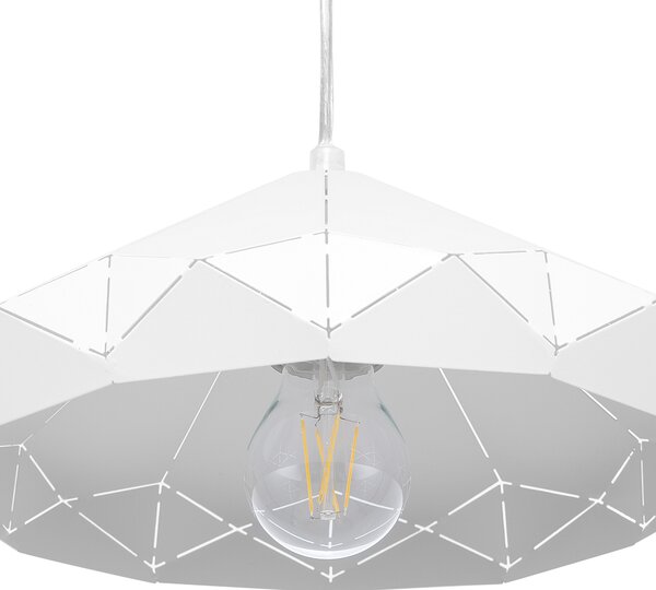 Závesná lampa biela kovová 112 cm zváraná geometrické tienidlo stropné svietidlo industriálny štýl obývačka jedáleň