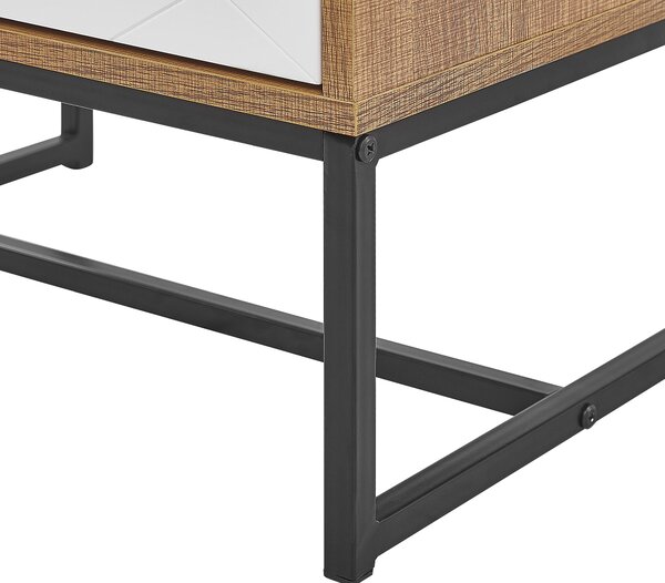 Komoda svetlé drevo biela MDF kov 91 x 49 x 38 cm 3 zásuvky úložný priestor moderný štýl obývačka spálňa