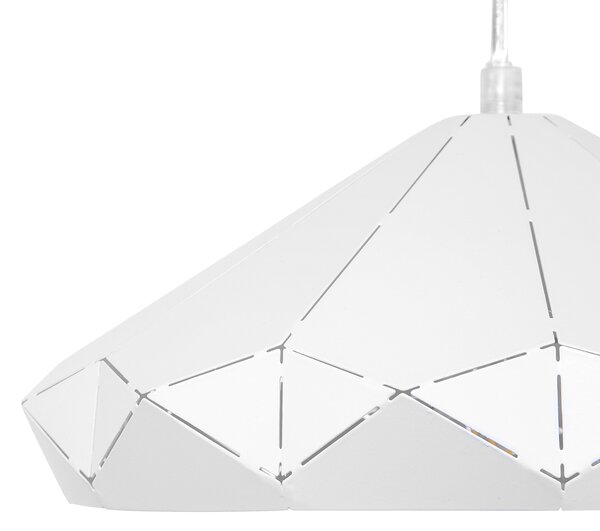 Závesná lampa biela kovová 112 cm zváraná geometrické tienidlo stropné svietidlo industriálny štýl obývačka jedáleň