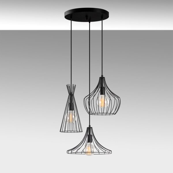 Luster na lanku MEZOPOTAMYA 3xE27/40W/230V čierna