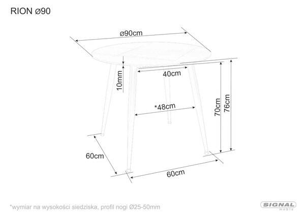 PROFI edálenský set stôl RION fi 90 + stolička CHERRY bluvel (1+4)
