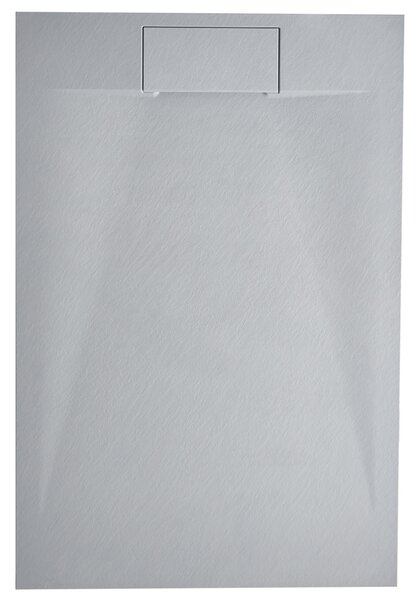 Sprchová vanička s odtokom sivá SMC 80 x 120 x 3 cm obdĺžnikový tvar efekt prírodného kameňa minimalistický štýl kúpeľňa