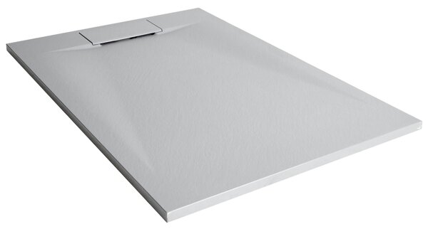 Sprchová vanička s odtokom sivá SMC 80 x 120 x 3 cm obdĺžnikový tvar efekt prírodného kameňa minimalistický štýl kúpeľňa