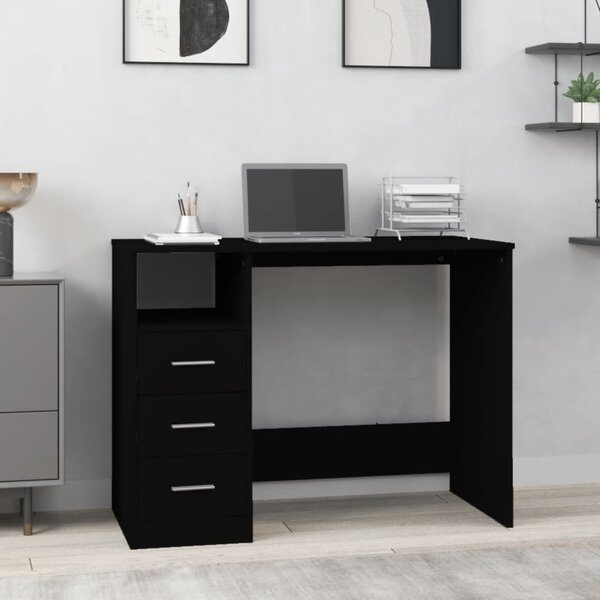 Maison Exclusive - písací stôl so zásuvkami Čierny 102x50x76 cm Drevený materiál
