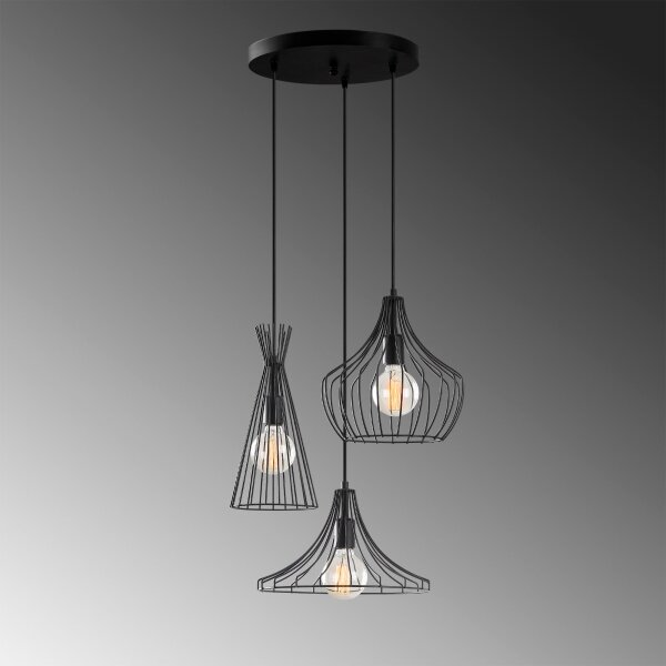 Luster na lanku MEZOPOTAMYA 3xE27/40W/230V čierna