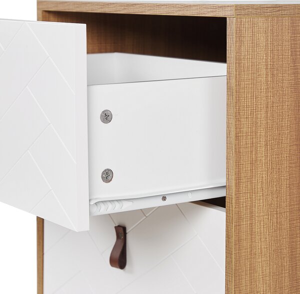 Komoda svetlé drevo biela MDF kov 91 x 49 x 38 cm 3 zásuvky úložný priestor moderný štýl obývačka spálňa