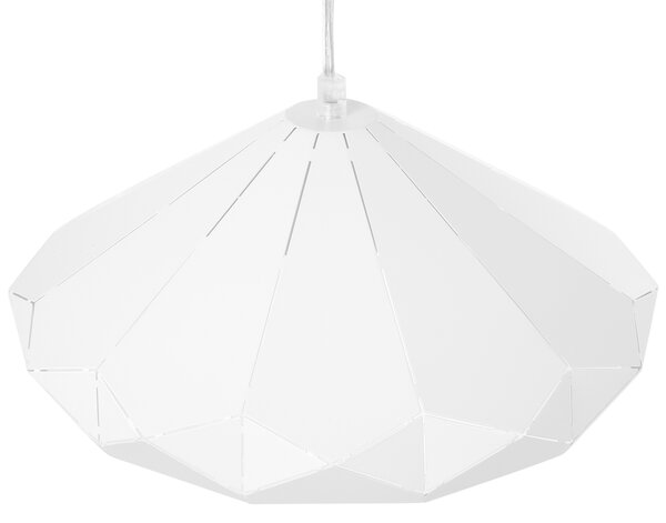 Závesná lampa biela kovová 112 cm zváraná geometrické tienidlo stropné svietidlo industriálny štýl obývačka jedáleň