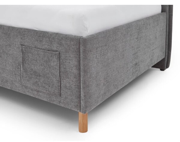 Sivá čalúnená rohová detská posteľ s úložným priestorom s roštom 90x200 cm Fun – Meise Möbel