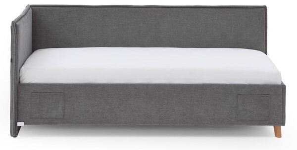 Sivá čalúnená rohová detská posteľ s úložným priestorom s roštom 90x200 cm Fun – Meise Möbel