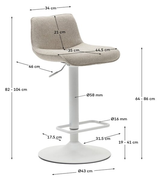 Béžové barové stoličky v súprave 2 ks 103 cm Zenda – Kave Home