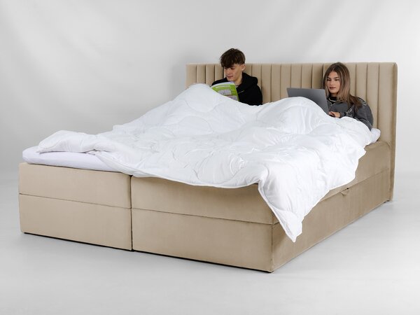 Čalúnená boxspring posteľ Lamella - béžová Rozmer: 160x200