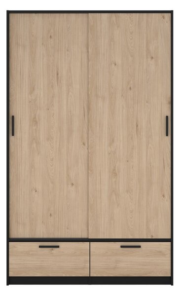 Šatníková skriňa v dekore duba s posuvnými dverami v čierno-prírodnej farbe 121x200 cm Line – Tvilum