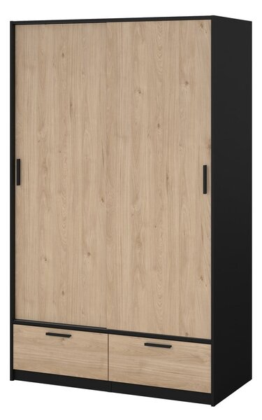 Šatníková skriňa v dekore duba s posuvnými dverami v čierno-prírodnej farbe 121x200 cm Line – Tvilum