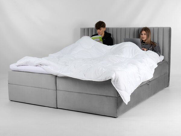 Čalúnená boxspring posteľ Lamella - sivá Rozmer: 140x200