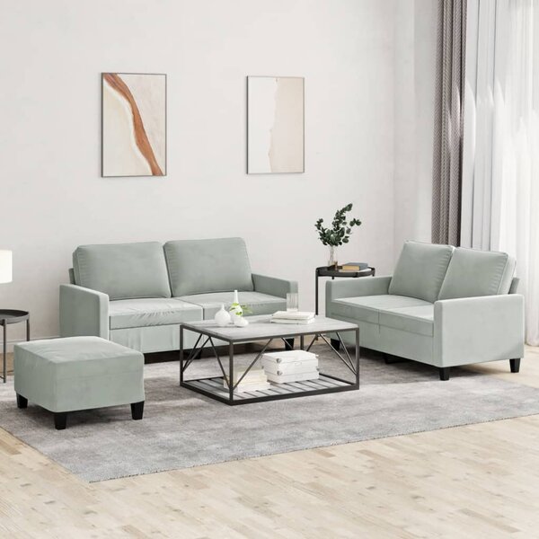 Maison Exclusive – 3-dielna sedacia súprava s vankúšmi, svetlosivý zamat