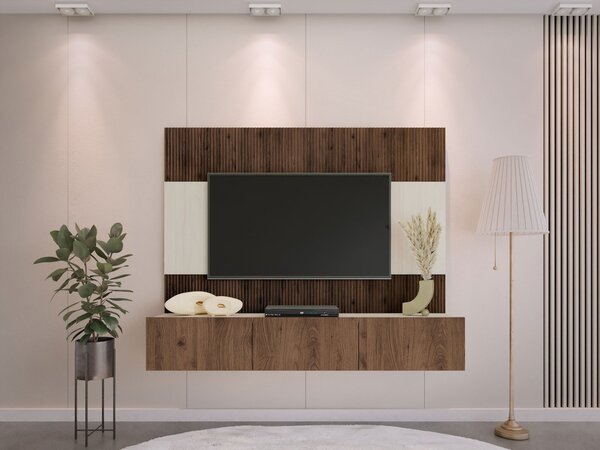 Mirjan24 Nástenná Tv skrinka Cypria III, Farby: orech okapi / orech okapi + travertín 5903211506178