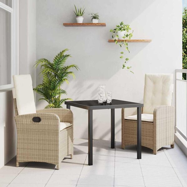 Maison Exclusive – Záhradná jedálenská súprava, 3 kusy, béžová, umelý ratan