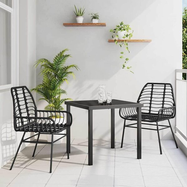 Maison Exclusive – Záhradná jedálenská súprava, 3 kusy, čierna, umelý ratan