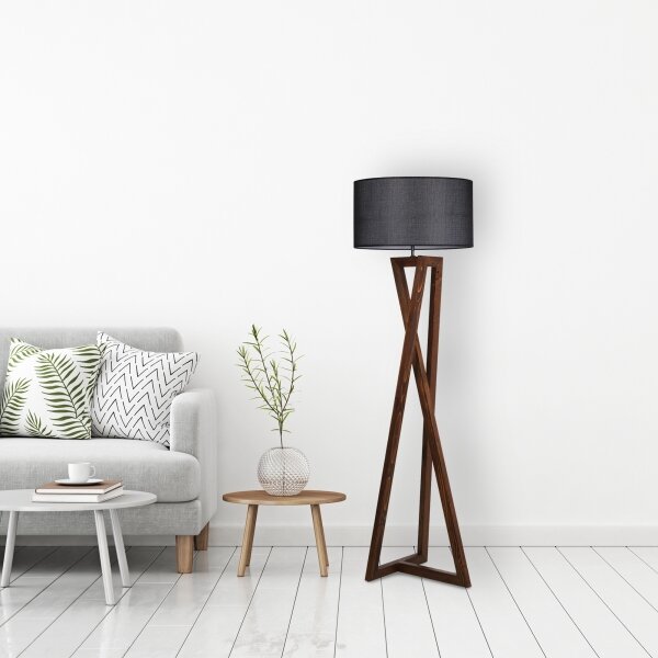 Stojacia lampa MACKA 1xE27/60W/230V čierna/hnedá