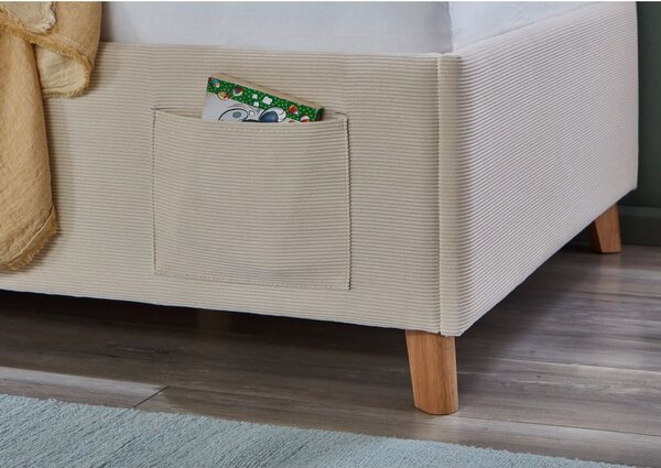 Béžová čalúnená detská posteľ s úložným priestorom s roštom 90x200 cm Cool – Meise Möbel